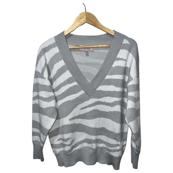 philosphy v neck zebra stripe sweater size s - Picture 1 of 9